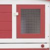 Outdoor Large Rabbit Hutch Red and White 80.3"x17.7"x33.5" Wood