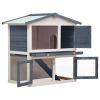 Outdoor Rabbit Hutch 3 Doors Gray Wood