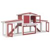 Outdoor Large Rabbit Hutch Red and White 80.3"x17.7"x33.5" Wood