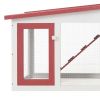 Outdoor Large Rabbit Hutch Red and White 80.3"x17.7"x33.5" Wood