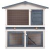 Outdoor Rabbit Hutch 3 Doors Gray Wood