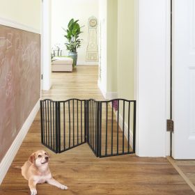 Pet Gate â€šÃ„Ã¬ Dog Gate for Doorways;  Stairs or House â€šÃ„Ã¬ Freestanding;  Folding ;  Dark brown; Arc Wooden (Color: Dark brown)